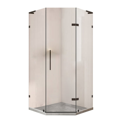Black Semi Frameless Glass Shower Door Hinged Shower Bath Door Right Clearhalo 'Bathroom Remodel & Bathroom Fixtures' 'Home Improvement' 'home_improvement' 'home_improvement_shower_tub_doors' 'Shower and Tub Doors' 'shower_tub_doors' 'Showers & Bathtubs' 6998409