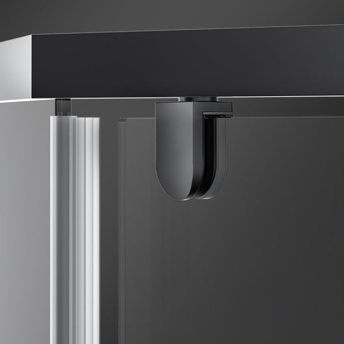 Narrow Edge Semi Frameless Pivot Shower Door Tempered Glass Shower Door Clearhalo 'Bathroom Remodel & Bathroom Fixtures' 'Home Improvement' 'home_improvement' 'home_improvement_shower_tub_doors' 'Shower and Tub Doors' 'shower_tub_doors' 'Showers & Bathtubs' 6998429