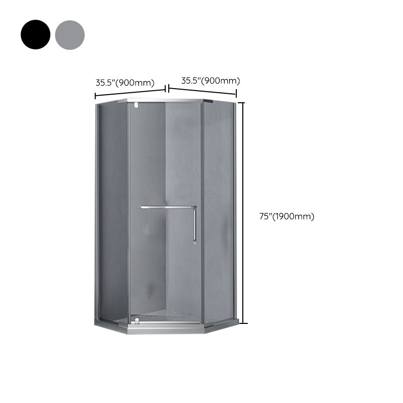 Narrow Edge Semi Frameless Pivot Shower Door Tempered Glass Shower Door Clearhalo 'Bathroom Remodel & Bathroom Fixtures' 'Home Improvement' 'home_improvement' 'home_improvement_shower_tub_doors' 'Shower and Tub Doors' 'shower_tub_doors' 'Showers & Bathtubs' 6998430