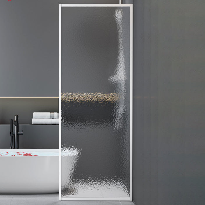 Fixed Semi Partition Shower Screen Black Full Frame Tempered Glass Shower Door White Water Ripple Clearhalo 'Bathroom Remodel & Bathroom Fixtures' 'Home Improvement' 'home_improvement' 'home_improvement_shower_tub_doors' 'Shower and Tub Doors' 'shower_tub_doors' 'Showers & Bathtubs' 6998486