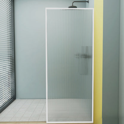 Fixed Semi Partition Shower Screen Black Full Frame Tempered Glass Shower Door White Changhong Glass Clearhalo 'Bathroom Remodel & Bathroom Fixtures' 'Home Improvement' 'home_improvement' 'home_improvement_shower_tub_doors' 'Shower and Tub Doors' 'shower_tub_doors' 'Showers & Bathtubs' 6998489