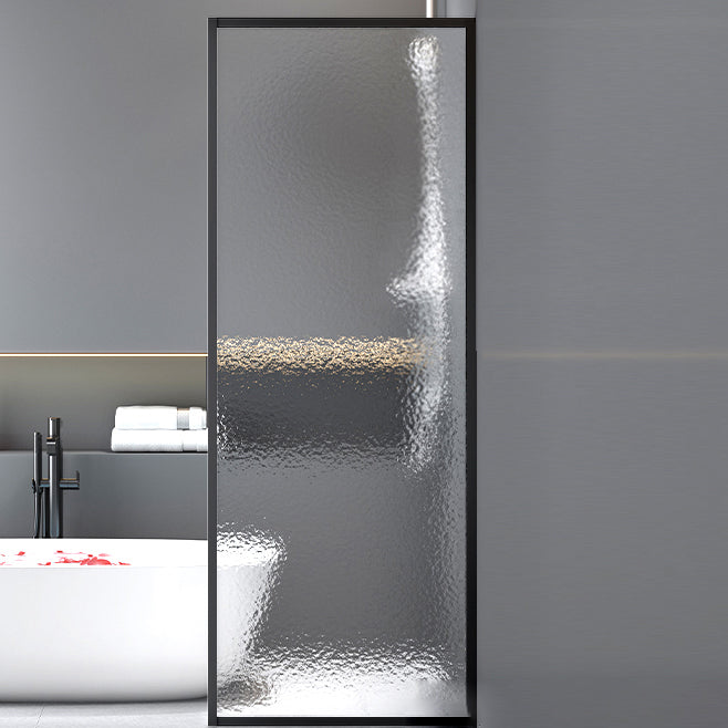 Fixed Semi Partition Shower Screen Black Full Frame Tempered Glass Shower Door Black Water Ripple Clearhalo 'Bathroom Remodel & Bathroom Fixtures' 'Home Improvement' 'home_improvement' 'home_improvement_shower_tub_doors' 'Shower and Tub Doors' 'shower_tub_doors' 'Showers & Bathtubs' 6998493