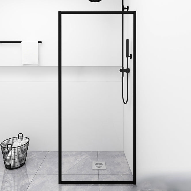 Fixed Black Shower Screen Full Frame Half Partition Shower Door Tempered Glass Clearhalo 'Bathroom Remodel & Bathroom Fixtures' 'Home Improvement' 'home_improvement' 'home_improvement_shower_tub_doors' 'Shower and Tub Doors' 'shower_tub_doors' 'Showers & Bathtubs' 6998517