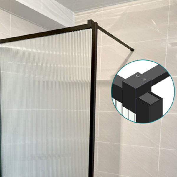 Fixed Black Shower Screen Full Frame Half Partition Shower Door Clearhalo 'Bathroom Remodel & Bathroom Fixtures' 'Home Improvement' 'home_improvement' 'home_improvement_shower_tub_doors' 'Shower and Tub Doors' 'shower_tub_doors' 'Showers & Bathtubs' 6998524