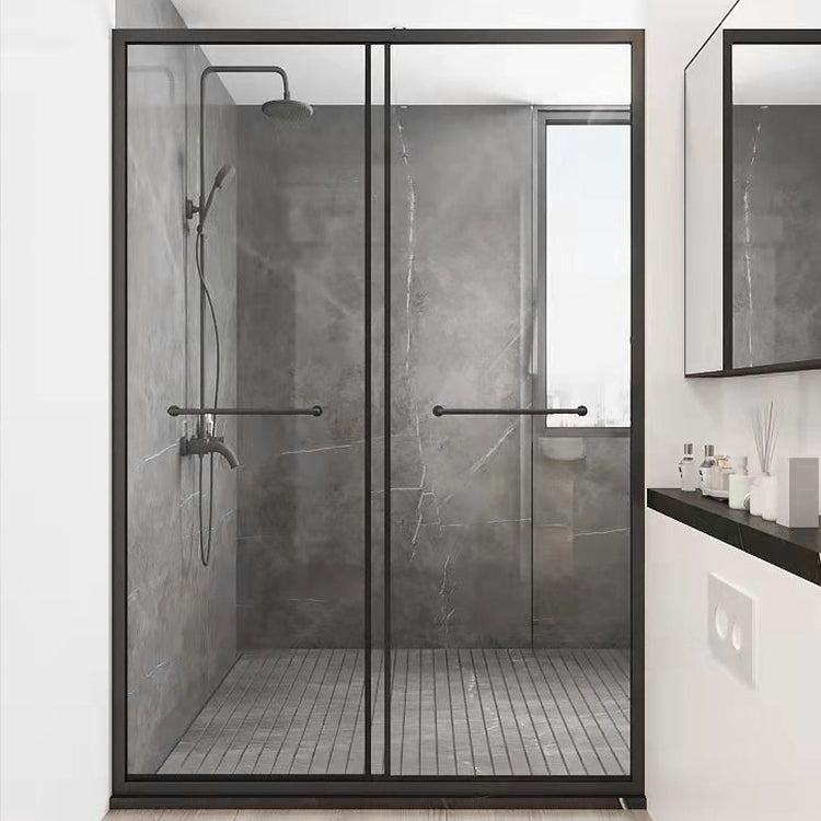 Double Sliding Shower Door Full Frame Tempered Glass Shower Door Clearhalo 'Bathroom Remodel & Bathroom Fixtures' 'Home Improvement' 'home_improvement' 'home_improvement_shower_tub_doors' 'Shower and Tub Doors' 'shower_tub_doors' 'Showers & Bathtubs' 6998545
