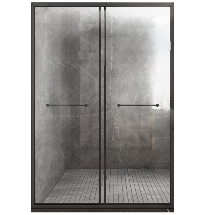 Double Sliding Shower Door Full Frame Tempered Glass Shower Door 65"L x 79"H Clearhalo 'Bathroom Remodel & Bathroom Fixtures' 'Home Improvement' 'home_improvement' 'home_improvement_shower_tub_doors' 'Shower and Tub Doors' 'shower_tub_doors' 'Showers & Bathtubs' 6998549