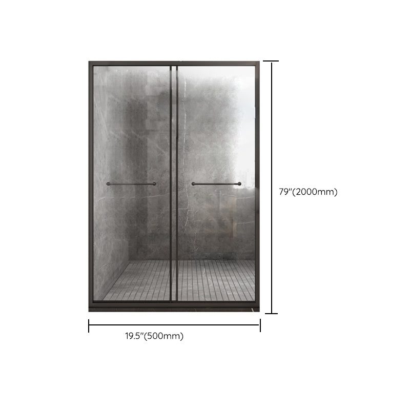 Double Sliding Shower Door Full Frame Tempered Glass Shower Door Clearhalo 'Bathroom Remodel & Bathroom Fixtures' 'Home Improvement' 'home_improvement' 'home_improvement_shower_tub_doors' 'Shower and Tub Doors' 'shower_tub_doors' 'Showers & Bathtubs' 6998555