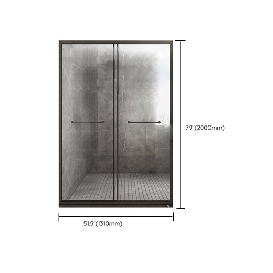 Double Sliding Shower Door Full Frame Tempered Glass Shower Door Clearhalo 'Bathroom Remodel & Bathroom Fixtures' 'Home Improvement' 'home_improvement' 'home_improvement_shower_tub_doors' 'Shower and Tub Doors' 'shower_tub_doors' 'Showers & Bathtubs' 6998558