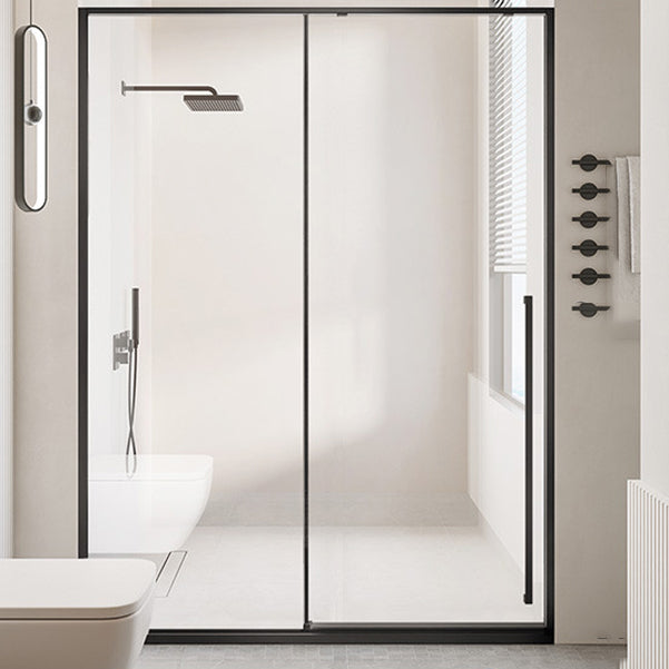 Semi Frameless Single Sliding Shower Door Tempered Glass Shower Door Clearhalo 'Bathroom Remodel & Bathroom Fixtures' 'Home Improvement' 'home_improvement' 'home_improvement_shower_tub_doors' 'Shower and Tub Doors' 'shower_tub_doors' 'Showers & Bathtubs' 6998586