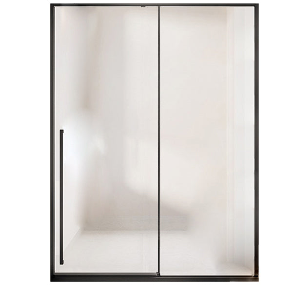 Semi Frameless Single Sliding Shower Door Tempered Glass Shower Door Black Right Clearhalo 'Bathroom Remodel & Bathroom Fixtures' 'Home Improvement' 'home_improvement' 'home_improvement_shower_tub_doors' 'Shower and Tub Doors' 'shower_tub_doors' 'Showers & Bathtubs' 6998588