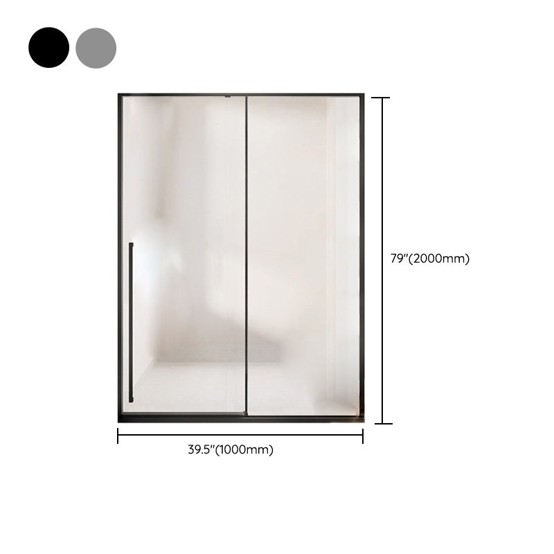 Semi Frameless Single Sliding Shower Door Tempered Glass Shower Door Clearhalo 'Bathroom Remodel & Bathroom Fixtures' 'Home Improvement' 'home_improvement' 'home_improvement_shower_tub_doors' 'Shower and Tub Doors' 'shower_tub_doors' 'Showers & Bathtubs' 6998594