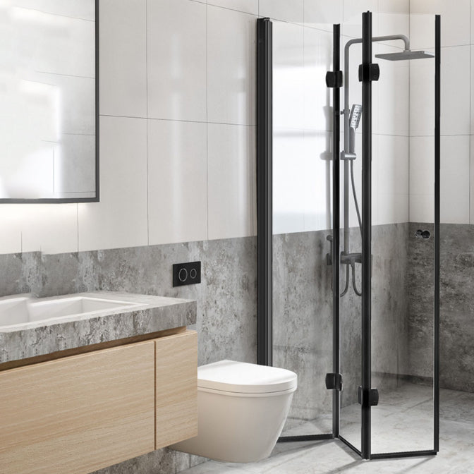 Folding Shower Screen Semi Frameless Tempered Glass Shower Screen Clearhalo 'Bathroom Remodel & Bathroom Fixtures' 'Home Improvement' 'home_improvement' 'home_improvement_shower_tub_doors' 'Shower and Tub Doors' 'shower_tub_doors' 'Showers & Bathtubs' 6998604