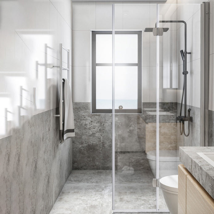 Semi Frameless Folding Shower Screen Tempered Glass Shower Screen Right Clearhalo 'Bathroom Remodel & Bathroom Fixtures' 'Home Improvement' 'home_improvement' 'home_improvement_shower_tub_doors' 'Shower and Tub Doors' 'shower_tub_doors' 'Showers & Bathtubs' 6998626