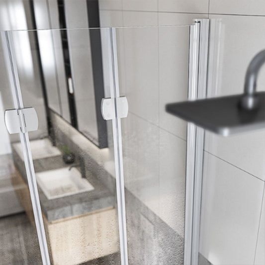 Semi Frameless Folding Shower Screen Tempered Glass Shower Screen Clearhalo 'Bathroom Remodel & Bathroom Fixtures' 'Home Improvement' 'home_improvement' 'home_improvement_shower_tub_doors' 'Shower and Tub Doors' 'shower_tub_doors' 'Showers & Bathtubs' 6998630