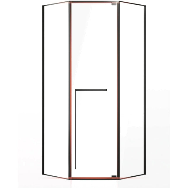 Diamond-shaped Shower Room Inside and Outside Pivot Shower Screen Black Right Clearhalo 'Bathroom Remodel & Bathroom Fixtures' 'Home Improvement' 'home_improvement' 'home_improvement_shower_tub_doors' 'Shower and Tub Doors' 'shower_tub_doors' 'Showers & Bathtubs' 6998680