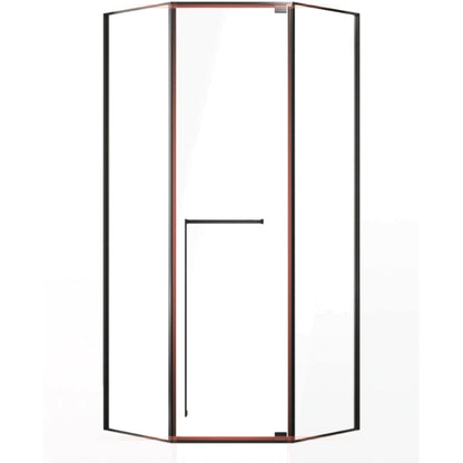 Diamond-shaped Shower Room Inside and Outside Pivot Shower Screen Black Right Clearhalo 'Bathroom Remodel & Bathroom Fixtures' 'Home Improvement' 'home_improvement' 'home_improvement_shower_tub_doors' 'Shower and Tub Doors' 'shower_tub_doors' 'Showers & Bathtubs' 6998680