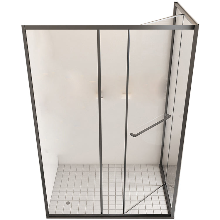 Rectangular Full Frame Shower Enclosure Tempered Glass Shower Enclosure Single Sliding Gray Clearhalo 'Bathroom Remodel & Bathroom Fixtures' 'Home Improvement' 'home_improvement' 'home_improvement_shower_stalls_enclosures' 'Shower Stalls & Enclosures' 'shower_stalls_enclosures' 'Showers & Bathtubs' 6998717