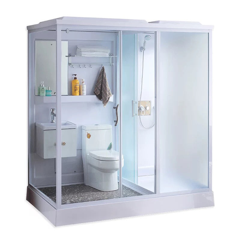 White Rectangular Shower Stall Tempered Glass Shower Enclosure without toilet 75"L x 47"W x 87"H Resin Clearhalo 'Bathroom Remodel & Bathroom Fixtures' 'Home Improvement' 'home_improvement' 'home_improvement_shower_stalls_enclosures' 'Shower Stalls & Enclosures' 'shower_stalls_enclosures' 'Showers & Bathtubs' 6998748