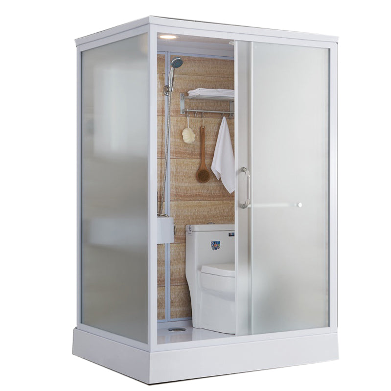 White Rectangular Shower Stall Tempered Glass Shower Enclosure without toilet 55"L x 43"W x 87"H Plastic Acrylic Clearhalo 'Bathroom Remodel & Bathroom Fixtures' 'Home Improvement' 'home_improvement' 'home_improvement_shower_stalls_enclosures' 'Shower Stalls & Enclosures' 'shower_stalls_enclosures' 'Showers & Bathtubs' 6998750