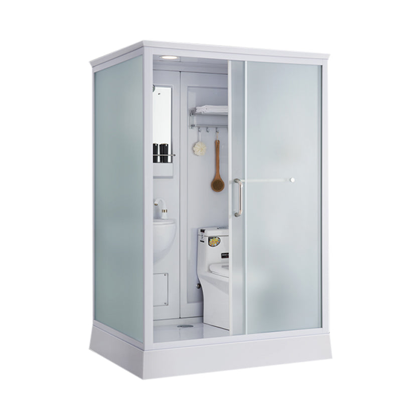 White Rectangular Shower Stall Tempered Glass Shower Enclosure without toilet 55"L x 43"W x 87"H Resin Clearhalo 'Bathroom Remodel & Bathroom Fixtures' 'Home Improvement' 'home_improvement' 'home_improvement_shower_stalls_enclosures' 'Shower Stalls & Enclosures' 'shower_stalls_enclosures' 'Showers & Bathtubs' 6998752