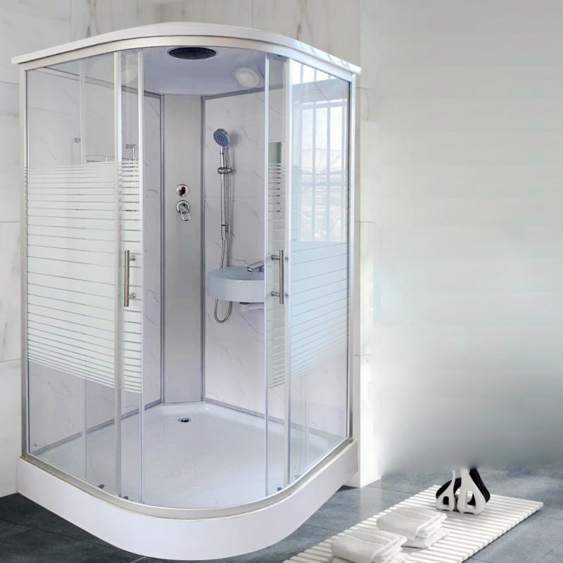 Modern Shower Enclosure Grey Drainer Sliding Door Shower Stall Clearhalo 'Bathroom Remodel & Bathroom Fixtures' 'Home Improvement' 'home_improvement' 'home_improvement_shower_stalls_enclosures' 'Shower Stalls & Enclosures' 'shower_stalls_enclosures' 'Showers & Bathtubs' 6998767