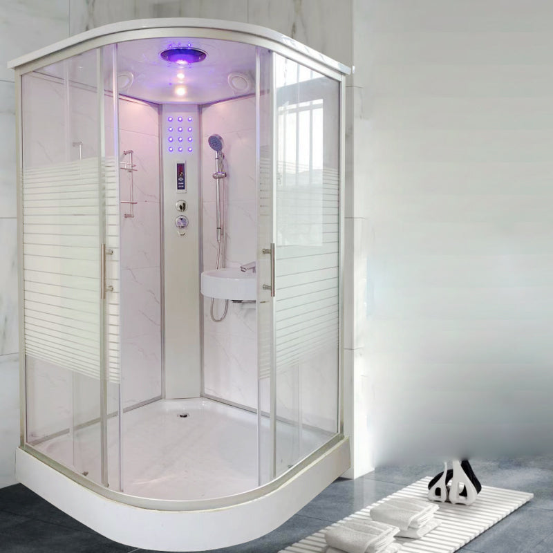Modern Shower Enclosure Grey Drainer Sliding Door Shower Stall Clearhalo 'Bathroom Remodel & Bathroom Fixtures' 'Home Improvement' 'home_improvement' 'home_improvement_shower_stalls_enclosures' 'Shower Stalls & Enclosures' 'shower_stalls_enclosures' 'Showers & Bathtubs' 6998770