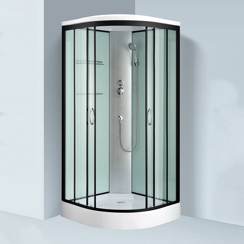 Rounded Shower Stall with Shower Base Tempered Glass Shower Stall Clear Glass Clearhalo 'Bathroom Remodel & Bathroom Fixtures' 'Home Improvement' 'home_improvement' 'home_improvement_shower_stalls_enclosures' 'Shower Stalls & Enclosures' 'shower_stalls_enclosures' 'Showers & Bathtubs' 6998799