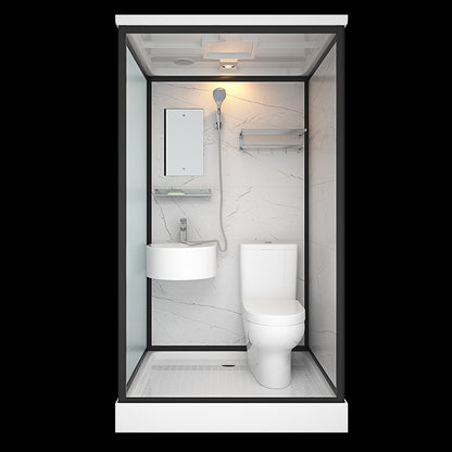 Bathroom Shower Stall Framed Single Sliding Rectangular Shower Enclosure 47"L x 39"W x 85"H Front Door Opening Black Clearhalo 'Bathroom Remodel & Bathroom Fixtures' 'Home Improvement' 'home_improvement' 'home_improvement_shower_stalls_enclosures' 'Shower Stalls & Enclosures' 'shower_stalls_enclosures' 'Showers & Bathtubs' 6998823