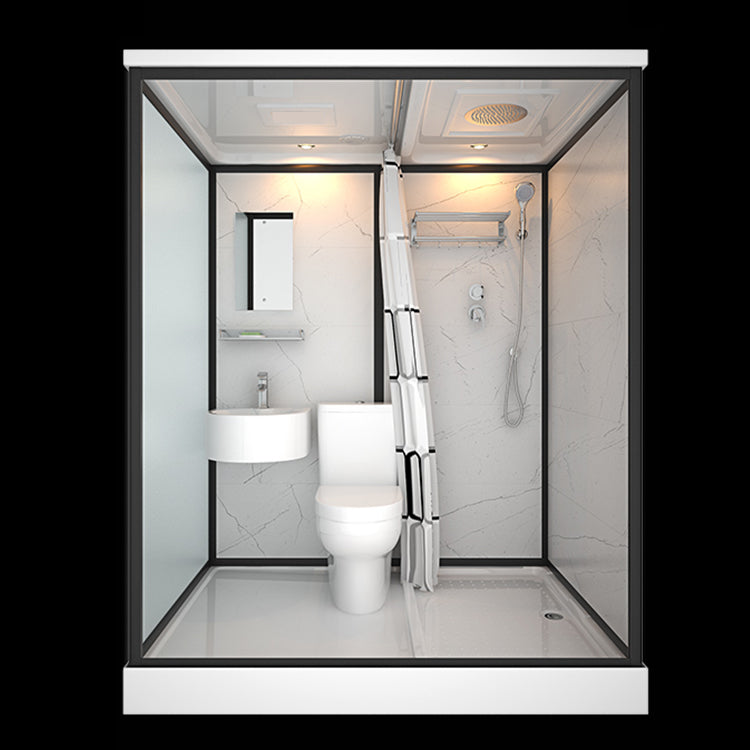 Bathroom Shower Stall Framed Single Sliding Rectangular Shower Enclosure 47"L x 67"W x 85"H Front Door Opening Black Clearhalo 'Bathroom Remodel & Bathroom Fixtures' 'Home Improvement' 'home_improvement' 'home_improvement_shower_stalls_enclosures' 'Shower Stalls & Enclosures' 'shower_stalls_enclosures' 'Showers & Bathtubs' 6998826