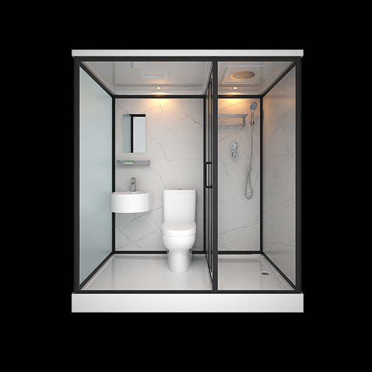 Bathroom Shower Stall Framed Single Sliding Rectangular Shower Enclosure 47"L x 75"W x 85"H Front Door Opening Black Clearhalo 'Bathroom Remodel & Bathroom Fixtures' 'Home Improvement' 'home_improvement' 'home_improvement_shower_stalls_enclosures' 'Shower Stalls & Enclosures' 'shower_stalls_enclosures' 'Showers & Bathtubs' 6998828