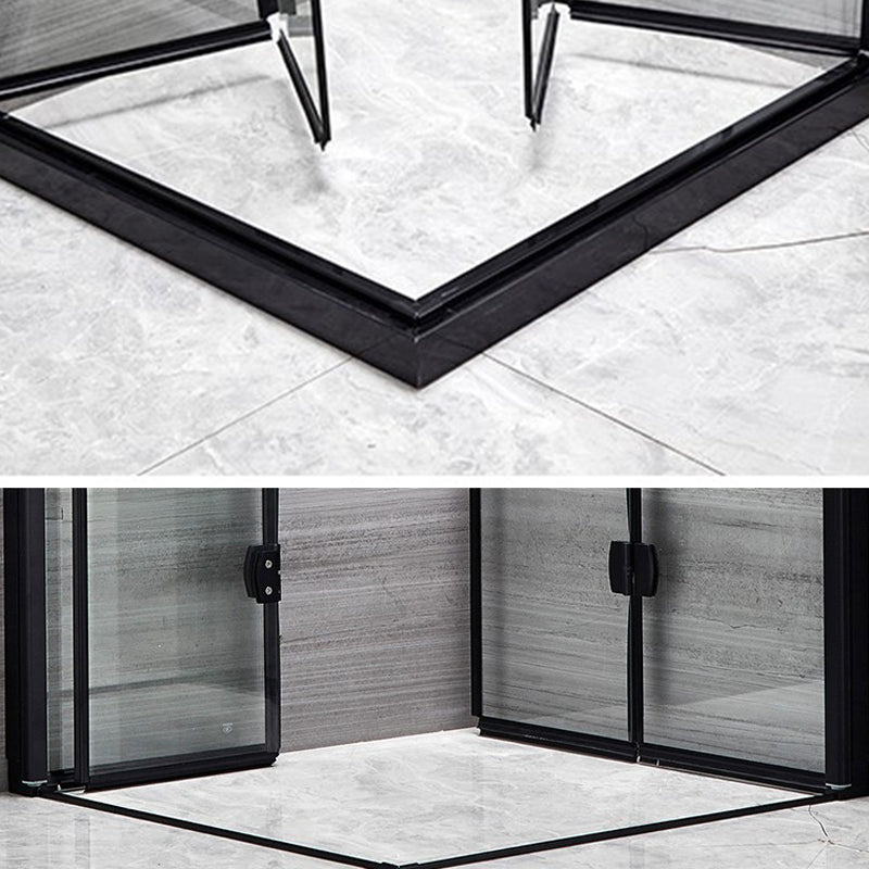 Modern Shower Stall Framed Corner Mounted Black Shower Enclosure Clearhalo 'Bathroom Remodel & Bathroom Fixtures' 'Home Improvement' 'home_improvement' 'home_improvement_shower_stalls_enclosures' 'Shower Stalls & Enclosures' 'shower_stalls_enclosures' 'Showers & Bathtubs' 6998848