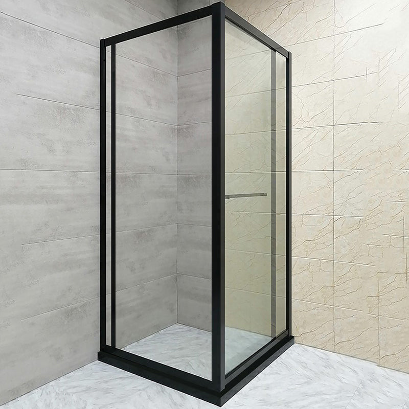 Shower Enclosure Black Hinged Corner Square Clear Shower Stall Clearhalo 'Bathroom Remodel & Bathroom Fixtures' 'Home Improvement' 'home_improvement' 'home_improvement_shower_stalls_enclosures' 'Shower Stalls & Enclosures' 'shower_stalls_enclosures' 'Showers & Bathtubs' 6998859