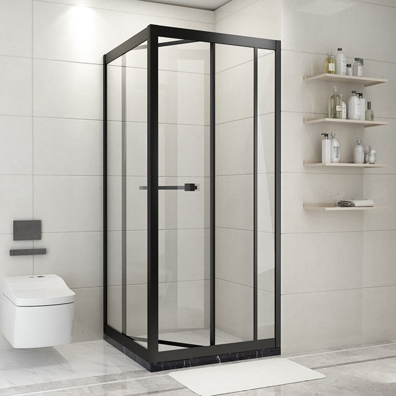 Shower Enclosure Black Hinged Corner Square Clear Shower Stall Clearhalo 'Bathroom Remodel & Bathroom Fixtures' 'Home Improvement' 'home_improvement' 'home_improvement_shower_stalls_enclosures' 'Shower Stalls & Enclosures' 'shower_stalls_enclosures' 'Showers & Bathtubs' 6998869