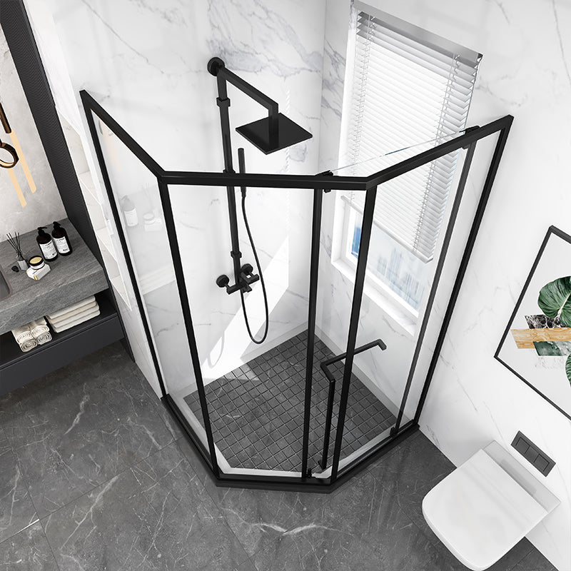 Modern Shower Enclosure Tempered Glass Corner with Door Handle Shower Stall Clearhalo 'Bathroom Remodel & Bathroom Fixtures' 'Home Improvement' 'home_improvement' 'home_improvement_shower_stalls_enclosures' 'Shower Stalls & Enclosures' 'shower_stalls_enclosures' 'Showers & Bathtubs' 6998877