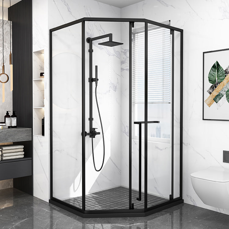 Modern Shower Enclosure Tempered Glass Corner with Door Handle Shower Stall Clearhalo 'Bathroom Remodel & Bathroom Fixtures' 'Home Improvement' 'home_improvement' 'home_improvement_shower_stalls_enclosures' 'Shower Stalls & Enclosures' 'shower_stalls_enclosures' 'Showers & Bathtubs' 6998884