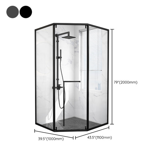 Modern Shower Enclosure Tempered Glass Corner with Door Handle Shower Stall Clearhalo 'Bathroom Remodel & Bathroom Fixtures' 'Home Improvement' 'home_improvement' 'home_improvement_shower_stalls_enclosures' 'Shower Stalls & Enclosures' 'shower_stalls_enclosures' 'Showers & Bathtubs' 6998888
