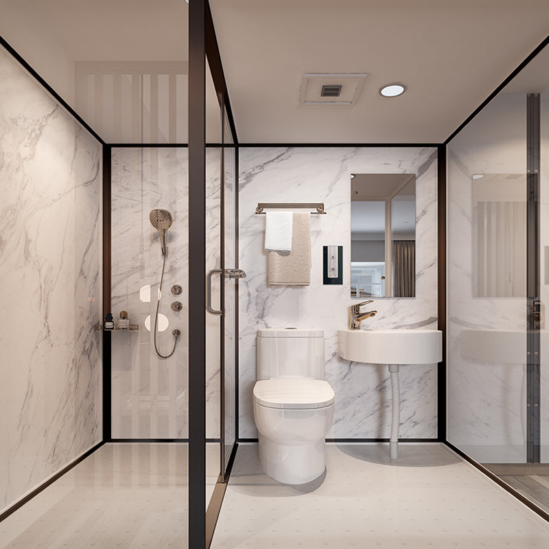 Shower Enclosure Clear Framed Single Sliding Rectangle Black Shower Stall Clearhalo 'Bathroom Remodel & Bathroom Fixtures' 'Home Improvement' 'home_improvement' 'home_improvement_shower_stalls_enclosures' 'Shower Stalls & Enclosures' 'shower_stalls_enclosures' 'Showers & Bathtubs' 6998896