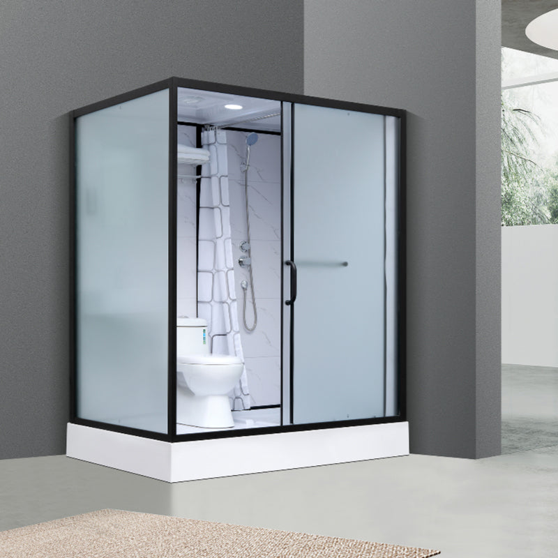 Shower Enclosure Clear Framed Single Sliding Rectangle Black Shower ...
