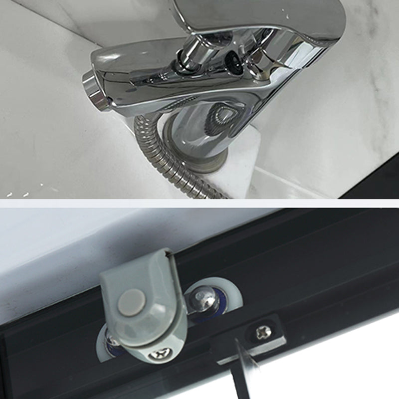 Shower Enclosure Clear Framed Single Sliding Rectangle Black Shower Stall Clearhalo 'Bathroom Remodel & Bathroom Fixtures' 'Home Improvement' 'home_improvement' 'home_improvement_shower_stalls_enclosures' 'Shower Stalls & Enclosures' 'shower_stalls_enclosures' 'Showers & Bathtubs' 6998900