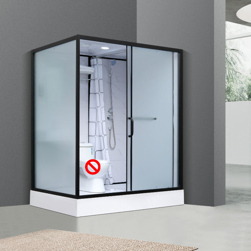 Shower Enclosure Clear Framed Single Sliding Rectangle Black Shower ...