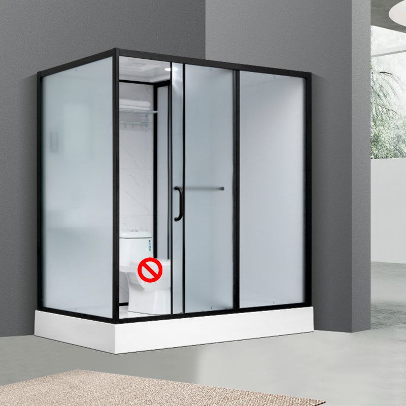 Shower Enclosure Clear Framed Single Sliding Rectangle Black Shower Stall 47"L x 75"W x 85"H Toilet Not Included Clearhalo 'Bathroom Remodel & Bathroom Fixtures' 'Home Improvement' 'home_improvement' 'home_improvement_shower_stalls_enclosures' 'Shower Stalls & Enclosures' 'shower_stalls_enclosures' 'Showers & Bathtubs' 6998905