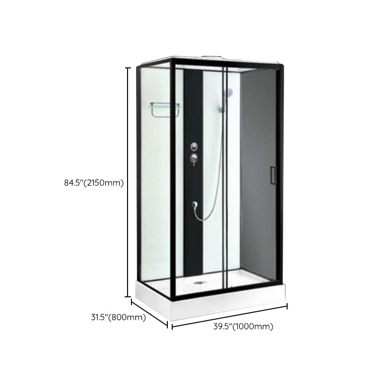 Shower Enclosure Clear Framed Single Sliding Rectangle Black Shower ...