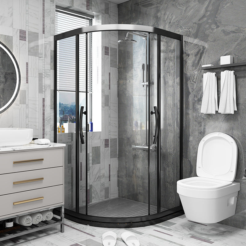 Modern Shower Enclosure Laminated Glass Corner with Fixed Panel Shower Stall Clearhalo 'Bathroom Remodel & Bathroom Fixtures' 'Home Improvement' 'home_improvement' 'home_improvement_shower_stalls_enclosures' 'Shower Stalls & Enclosures' 'shower_stalls_enclosures' 'Showers & Bathtubs' 6998941