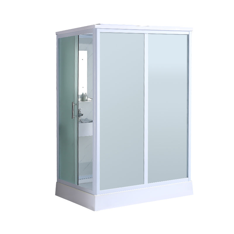 Shower Stall Semi-Frameless Single Sliding Rectangle White Frosted Shower Enclosure Side Opening Clearhalo 'Bathroom Remodel & Bathroom Fixtures' 'Home Improvement' 'home_improvement' 'home_improvement_shower_stalls_enclosures' 'Shower Stalls & Enclosures' 'shower_stalls_enclosures' 'Showers & Bathtubs' 6998958