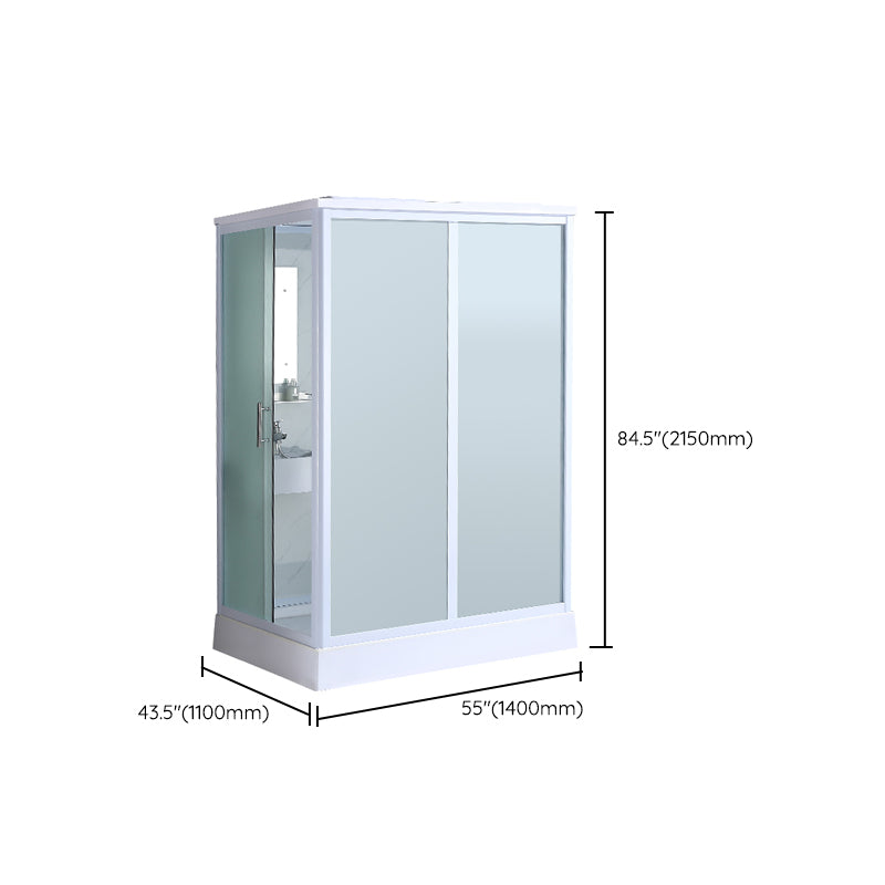 Shower Stall Semi-Frameless Single Sliding Rectangle White Frosted Shower Enclosure Clearhalo 'Bathroom Remodel & Bathroom Fixtures' 'Home Improvement' 'home_improvement' 'home_improvement_shower_stalls_enclosures' 'Shower Stalls & Enclosures' 'shower_stalls_enclosures' 'Showers & Bathtubs' 6998965