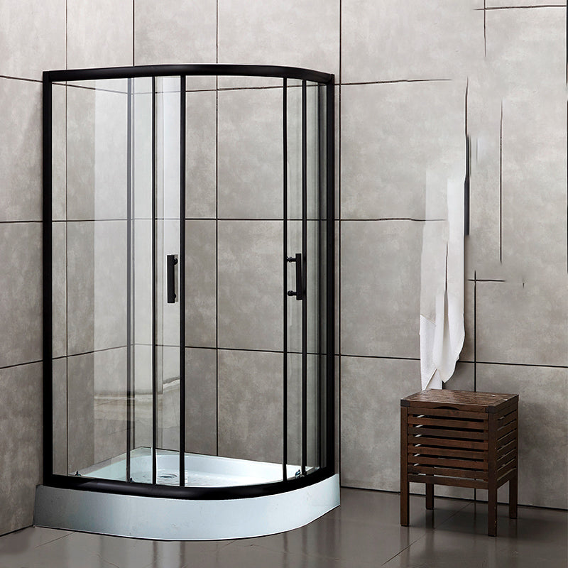 Contemporary Shower Stall Semicircle Metal Framed Shower Stall Bottom Basin Clear Glass Clearhalo 'Bathroom Remodel & Bathroom Fixtures' 'Home Improvement' 'home_improvement' 'home_improvement_shower_stalls_enclosures' 'Shower Stalls & Enclosures' 'shower_stalls_enclosures' 'Showers & Bathtubs' 6998969