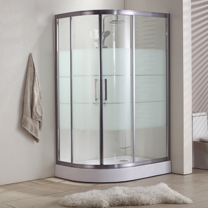 Modern Round Shower Stall Clear Tempered Bathroom Shower Stall 47"L x 35"W x 81"H Clearhalo 'Bathroom Remodel & Bathroom Fixtures' 'Home Improvement' 'home_improvement' 'home_improvement_shower_stalls_enclosures' 'Shower Stalls & Enclosures' 'shower_stalls_enclosures' 'Showers & Bathtubs' 6998983