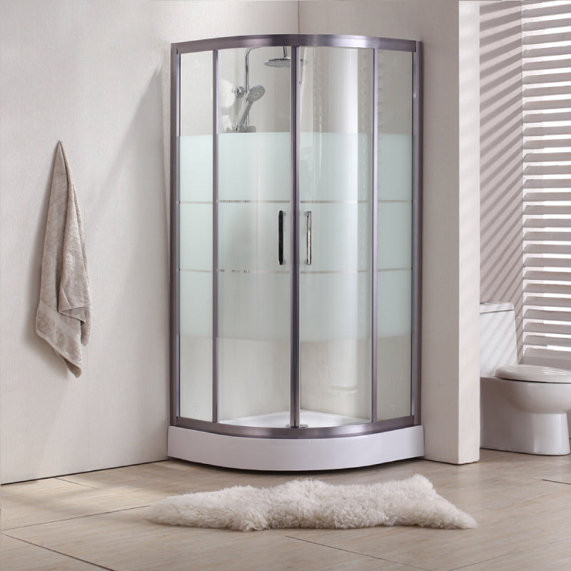Modern Round Shower Stall Clear Tempered Bathroom Shower Stall Left Clearhalo 'Bathroom Remodel & Bathroom Fixtures' 'Home Improvement' 'home_improvement' 'home_improvement_shower_stalls_enclosures' 'Shower Stalls & Enclosures' 'shower_stalls_enclosures' 'Showers & Bathtubs' 6998984