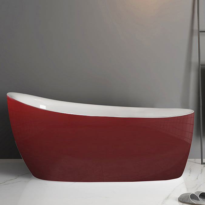 Freestanding Acrylic Bathtub Pop-up Drain Oval Modern Right-Hand Bath Red Tub Clearhalo 'Bathroom Remodel & Bathroom Fixtures' 'Bathtubs' 'Home Improvement' 'home_improvement' 'home_improvement_bathtubs' 'Showers & Bathtubs' 6999175