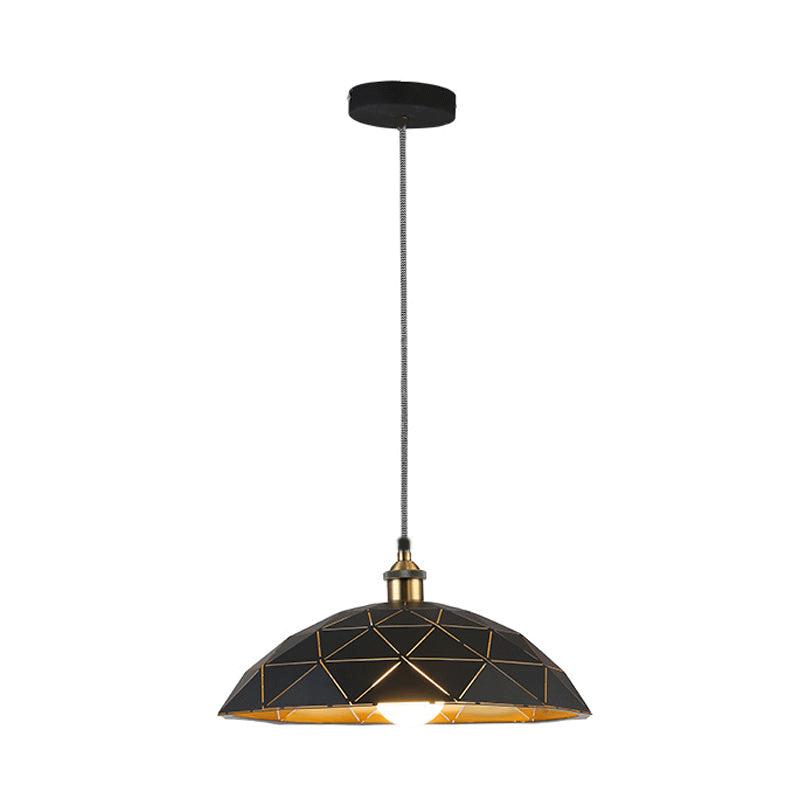 1 Light Dome Suspension Lamp Industrial Black/White Metal Pendant Light for Living Room, 13"/16"/19.5" Wide Black-Gold Clearhalo 'Art Deco Pendants' 'Black' 'Cast Iron' 'Ceiling Lights' 'Ceramic' 'Crystal' 'Industrial Pendants' 'Industrial' 'Metal' 'Middle Century Pendants' 'Pendant Lights' 'Pendants' 'Rustic Pendants' 'Tiffany' Lighting' 6_bd451c75-40d0-4393-946f-2206e9cb5735